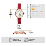Emporio Armani Gianni T-Bar Mother of Pearl White Dial Red Leather Strap Watch For Women - AR60048 Authentic Buy Shop Now