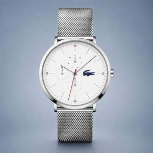 Lacoste Moon Multifunction White Dial Silver Steel Strap Watch for Men - 2011025 Authentic Buy Shop Now