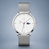 Lacoste Moon Multifunction White Dial Silver Steel Strap Watch for Men - 2011025 Authentic Buy Shop Now