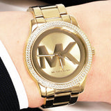 Michael Kors Tibby Three Hand Gold Dial Gold Steel Strap Watch For Women - MK6879 Authentic Buy Shop Now