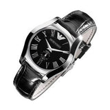Emporio Armani Velente Black Dial Black Leather Strap Watch For Women - AR0644 Authentic Buy Shop Now