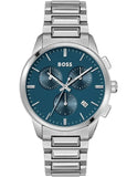 Hugo Boss Dapper Chronograph Blue Dial Silver Steel Strap Watch For Men - 1513927 Authentic Buy Shop Now