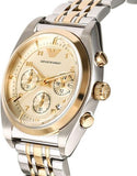 Emporio Armani Classic Chronograph White Dial Two Tone Steel Strap Watch For Men - AR0396 Authentic Buy Shop Now
