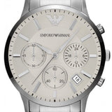 Emporio Armani Renato Chronograph Cream Dial Silver Steel Strap Watch For Men - AR2458 Authentic Buy Shop Now