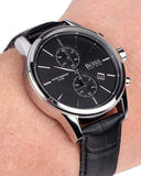 Hugo Boss Chronograph Black Dial Black Leather Strap Watch For Men - 1513266 Authentic Buy Shop Now