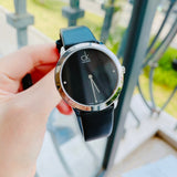 Calvin Klein Minimal Black Dial Black Leather Strap Watch for Men - K3M221CS Authentic Buy Shop Now