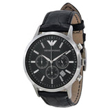 Emporio Armani Renato Chronograph Black Dial Black Leather Strap Watch For Men - AR2447 Authentic Buy Shop Now