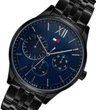 Tommy Hilfiger Damon Quartz Chronograph Blue Dial Black Steel Strap Watch for Men - 1791454 Authentic Buy Shop Now