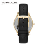Michael Kors Layton Three Hand Mother of Pearl Black Dial Black Leather Strap Watch For Women - MK2911 Authentic Buy Shop Now