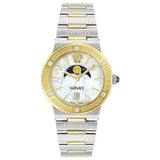 Versace Greca Logo Moonphase Mother of Pearl Dial Two Tone Steel Strap Watch for Women - VE7G00524 Authentic Buy Shop Now
