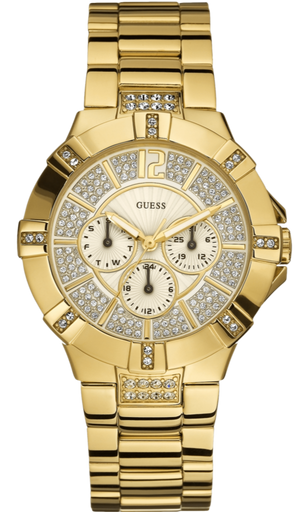 Guess Vista Diamonds Gold Dial Gold Steel Strap Watch for Women - W13573L1 Authentic Buy Shop Now