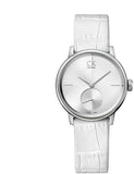 Calvin Klein Accent Silver Dial White Leather Strap Watch for Women - K2Y231K6 Authentic Buy Shop Now