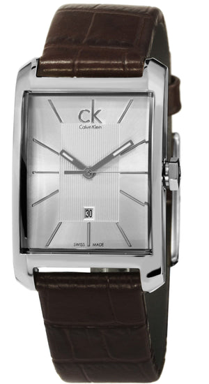 Calvin Klein Window Silver Dial Brown Leather Strap Watch for Women - K2M23126 Authentic Buy Shop Now