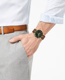 Movado Heritage Chronograph Green Dial Brown Leather Strap Watch For Men - 3650062 Authentic Buy Shop Now