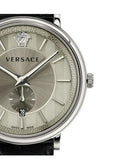 Versace V-Circle Black Manifesto Courage Quartz Silver Dial Black Leather Strap Watch for Men - VBQ080017 Authentic Buy Shop Now