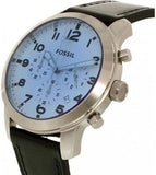 Fossil Pilot Chronograph Sky Blue Dial Black Leather Strap Watch for Men - FS5162 Authentic Buy Shop Now