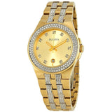 Bulova Crystal Collection Champagne Dial Two Tone Steel Strap Watch for Women - 98B174 Authentic Buy Shop Now