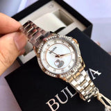 Bulova Crystal Collection Mother of Pearl Dial Silver Steel Strap Watch for Women - 98L232 Authentic Buy Shop Now