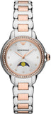 Emporio Armani Mia Three Hand Moonphase Mother of Pearl Dial Two Tone Steel Strap Watch For Women - AR11567 Authentic Buy Shop Now