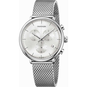 Calvin Klein City Chronograph White Dial Silver Mesh Bracelet Watch for Men - K2G27126 Authentic Buy Shop Now