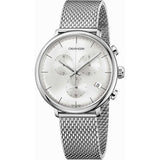 Calvin Klein City Chronograph White Dial Silver Mesh Bracelet Watch for Men - K2G27126 Authentic Buy Shop Now
