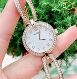 Bulova Crystal Collection Mother of Pearl Dial Gold Steel Strap Watch for Women - 98L225 Authentic Buy Shop Now