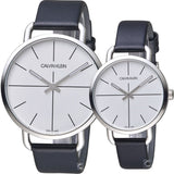 Calvin Klein Even Silver Dial Black Leather Strap Watch for Men - K7B211CY Authentic Buy Shop Now