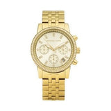 Michael Kors Runway Chronograph Gold Dial Gold Steel Strap Watch For Women - MK5698 Authentic Buy Shop Now