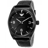 Emporio Armani Franco Black Dial Black Leather Strap Watch For Men - AR0368 Authentic Buy Shop Now