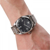 Emporio Armani Classic Analog Black Dial Silver Steel Strap Watch For Men - AR0369 Authentic Buy Shop Now