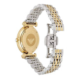 Emporio Armani Gianni T Bar White Dial Two Tone Steel Strap Watch For Women - AR8031 Authentic Buy Shop Now