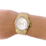 Guess Limelight Quartz Silver Dial Golden Leather Strap Watch For Women - W0775L2 Authentic Buy Shop Now