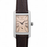 Emporio Armani Classic Beige Dial Brown Leather Strap Watch For Women - AR0155 Authentic Buy Shop Now