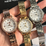 Coach Delancey Diamonds Silver Dial Gold Steel Strap Watch for Women - 14502354 Authentic Buy Shop Now