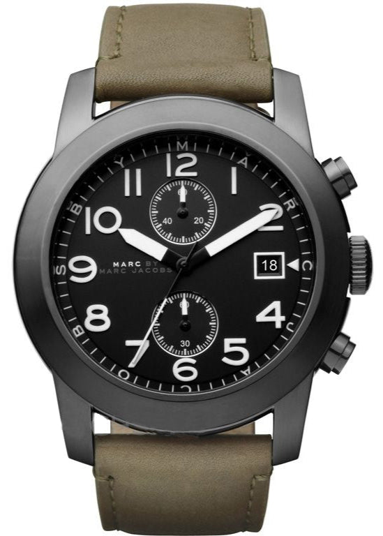 Marc Jacobs Larry Chronograph Black Dial Grey Leather Strap Watch for Men - MBM5034 Authentic Buy Shop Now