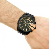 Diesel Mega Chief Chronograph Black Dial Black Steel Strap Watch For Men - DZ4309 Authentic Buy Shop Now