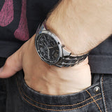 Guess Horizon Chronograph Quartz Black Dial Silver Steel Strap Watch For Men - W0379G1 Authentic Buy Shop Now