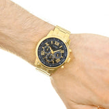 Guess Horizon Chronograph Black Dial Gold Steel Strap Watch For Men - W0379G4 Authentic Buy Shop Now
