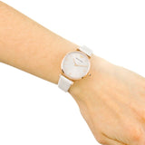 Emporio Armani Gianni T Bar Light Brown Dial White Leather Strap Watch For Women - AR1769 Authentic Buy Shop Now