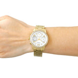 Guess Mini Sunrise Diamonds Silver Dial Gold Steel Strap Watch for Women - W0623L3 Authentic Buy Shop Now