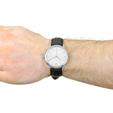 Burberry The Classic Horseferry Beige Dial Black Leather Strap Watch for Men - BU10000 Authentic Buy Shop Now