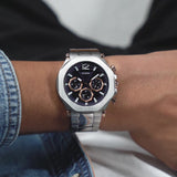 Guess Edge Chronograph Black Dial Silver Steel Strap Watch For Men - GW0539G1 Authentic Buy Shop Now