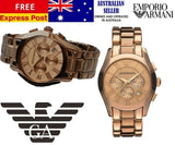 Emporio Armani Valente Chronograph Rose Gold Dial Rose Gold Steel Strap Watch For Men - AR0365 Authentic Buy Shop Now