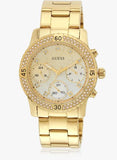 Guess Confetti Diamonds Silver Dial Gold Steel Strap Watch for Women - W0774L5 Authentic Buy Shop Now