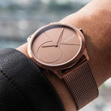 Calvin Klein Minimal Quartz Pink Gold Dial Pink Gold Mesh Bracelet Watch for Men - K3M11TFK Authentic Buy Shop Now