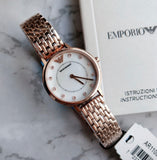 Emporio Armani Kappa Analog Mother of Pearl Dial Rose Gold Steel Strap Watch For Women - AR11006 Authentic Buy Shop Now