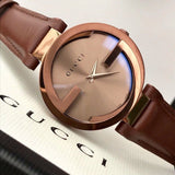 Gucci G Interlocking Brown Dial Brown Leather Strap Watch For Women - YA133504 Authentic Buy Shop Now
