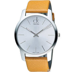 Calvin Klein City Quartz White Dial Light Brown Leather Strap Watch For Men - K2G21138 Authentic Buy Shop Now