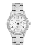Guess Bedazzle Diamonds Silver Dial Silver Steel Strap Watch For Women - W1097L1 Authentic Buy Shop Now