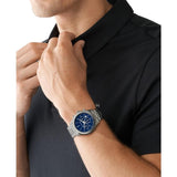Michael Kors Slim Runway Chronograph Blue Dial Grey Steel Strap Watch For Men - MK8987 Authentic Buy Shop Now